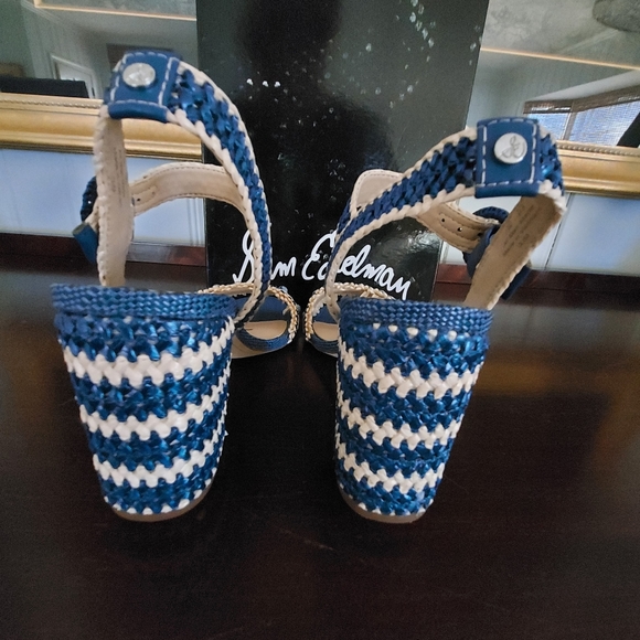 Sam Edelman Olisa blue woven raffia saddles, size 7.5 - Picture 3 of 6